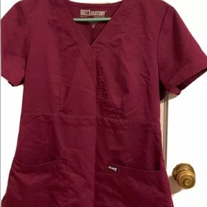 Greys Anatomy Womens Scrub top- wine-medium